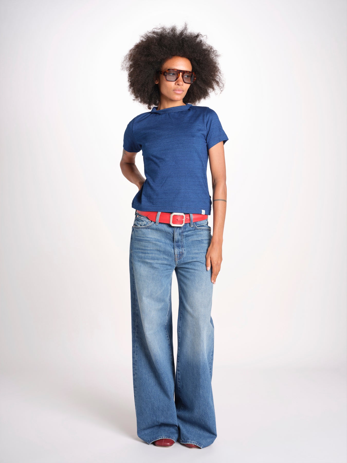 t-shirt girocollo manica corta in cotone organico WTEE03 520 INDIGO merz b 