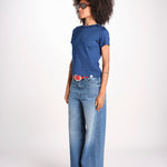 t-shirt girocollo manica corta in cotone organico WTEE03 520 INDIGO merz b 