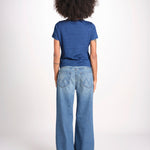 t-shirt girocollo manica corta in cotone organico WTEE03 520 INDIGO merz b 