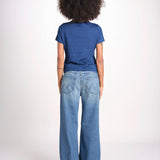 t-shirt girocollo manica corta in cotone organico WTEE03 520 INDIGO merz b 