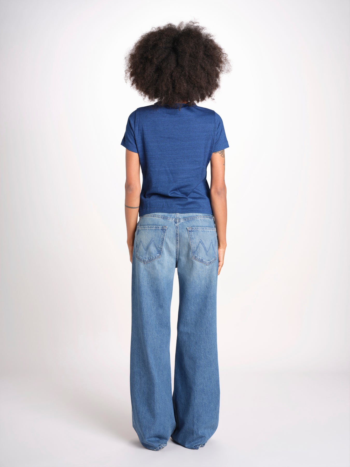 t-shirt girocollo manica corta in cotone organico WTEE03 520 INDIGO merz b 