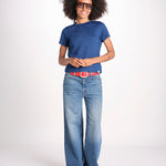 t-shirt girocollo manica corta in cotone organico WTEE03 520 INDIGO merz b 