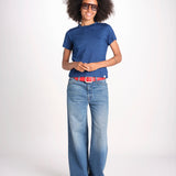t-shirt girocollo manica corta in cotone organico WTEE03 520 INDIGO merz b 