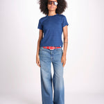 t-shirt girocollo manica corta in cotone organico WTEE03 520 INDIGO merz b 