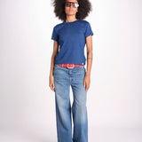 t-shirt girocollo manica corta in cotone organico WTEE03 520 INDIGO merz b 