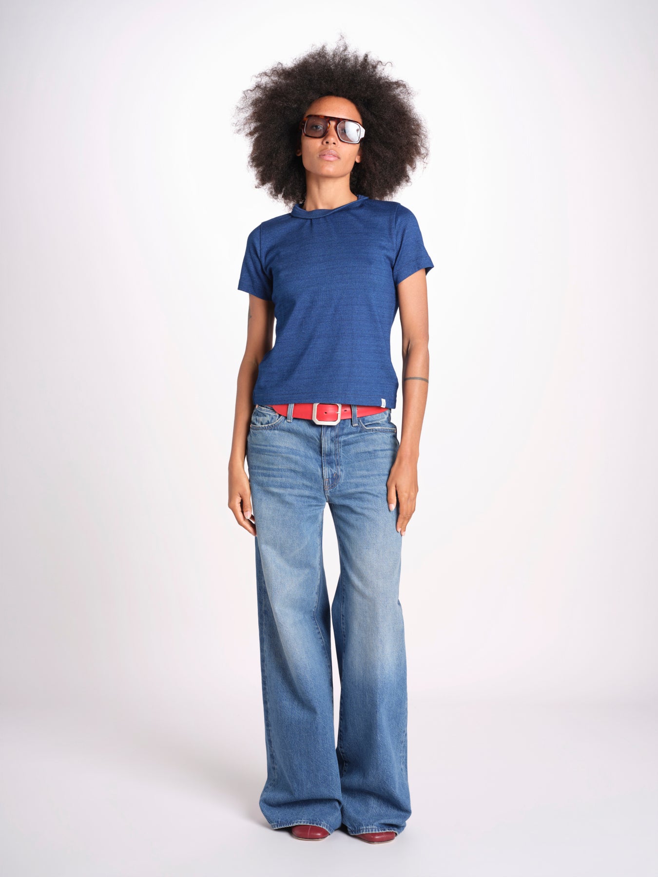 t-shirt girocollo manica corta in cotone organico WTEE03 520 INDIGO merz b 
