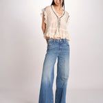 Camicia voille con rouches BOLLY ECRU mes demoiselles 