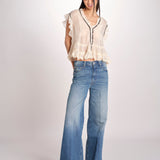 Camicia voille con rouches BOLLY ECRU mes demoiselles 