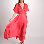 abito in raso con manica CASCAIS_S RED mes demoiselles 