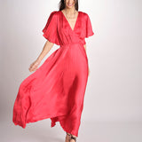 abito in raso con manica CASCAIS_S RED mes demoiselles 