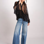 camicia over con pizzo DECCALA BLACK mes demoiselles 
