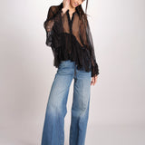 camicia over con pizzo DECCALA BLACK mes demoiselles 