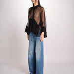 camicia over con pizzo DECCALA BLACK mes demoiselles 