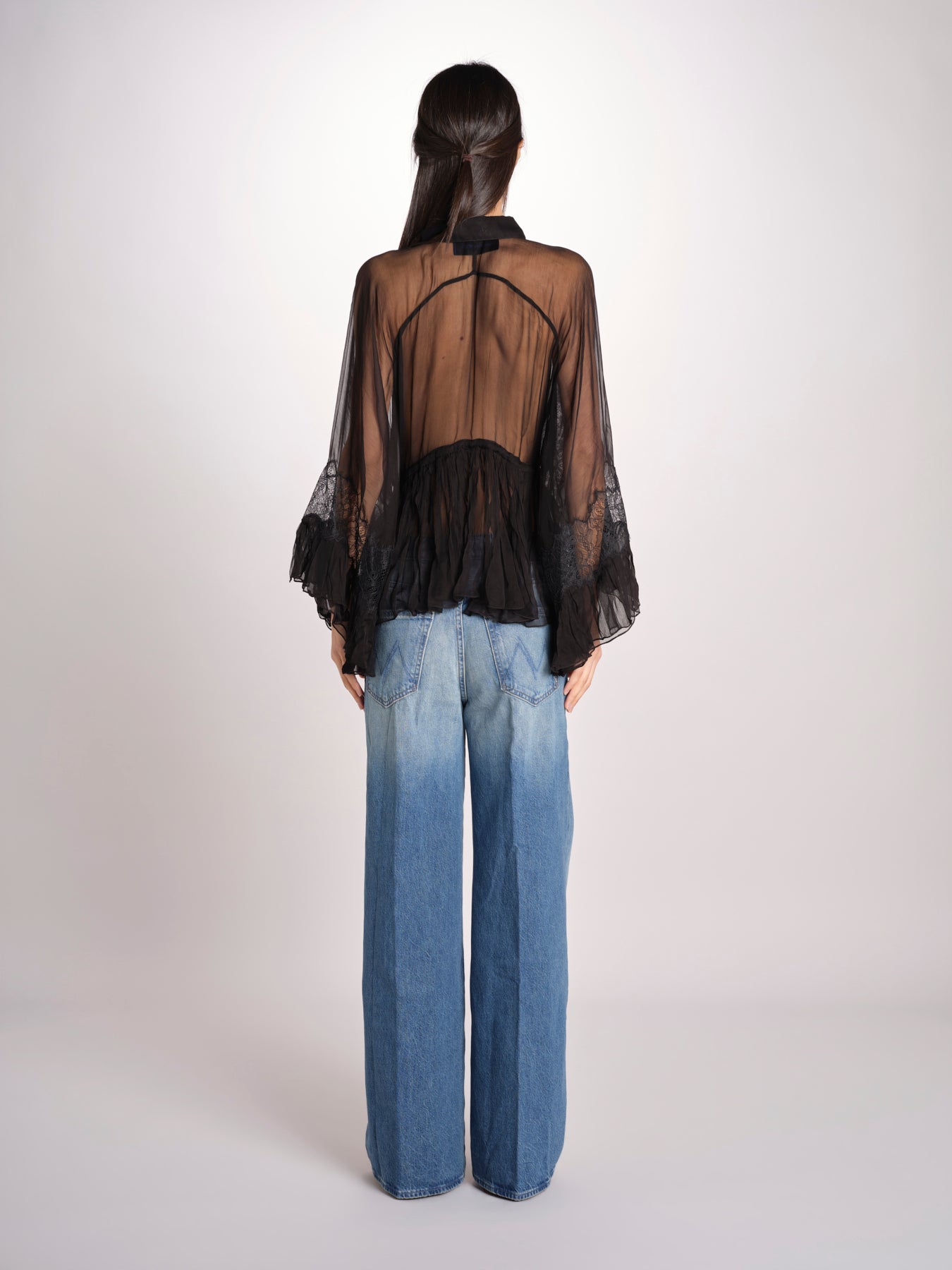 camicia over con pizzo DECCALA BLACK mes demoiselles 