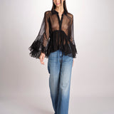 camicia over con pizzo DECCALA BLACK mes demoiselles 