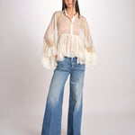 camicia over con pizzo DECCALA IVORY mes demoiselles 