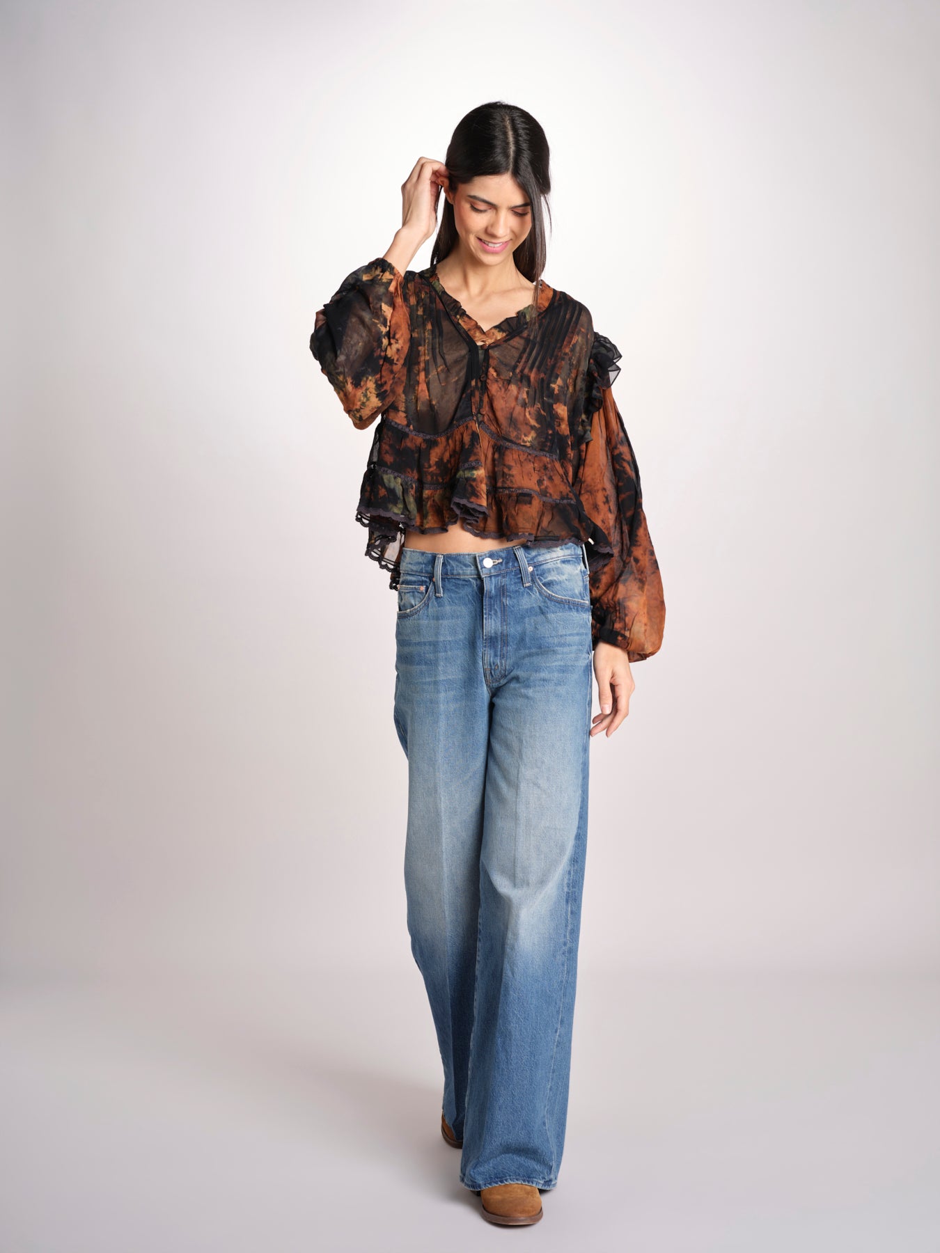 Camicia stampata con rouches LLAOLLAO MULTICOLR mes demoiselles 