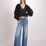 Camicia over con pizzo MELODY BLACK mes demoiselles 
