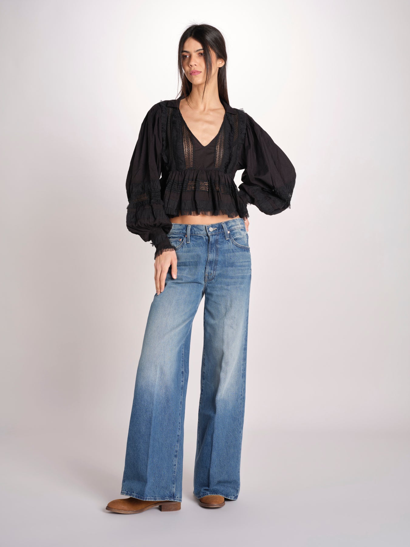 Camicia over con pizzo MELODY BLACK mes demoiselles 