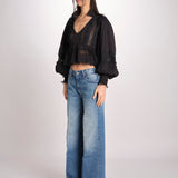 Camicia over con pizzo MELODY BLACK mes demoiselles 
