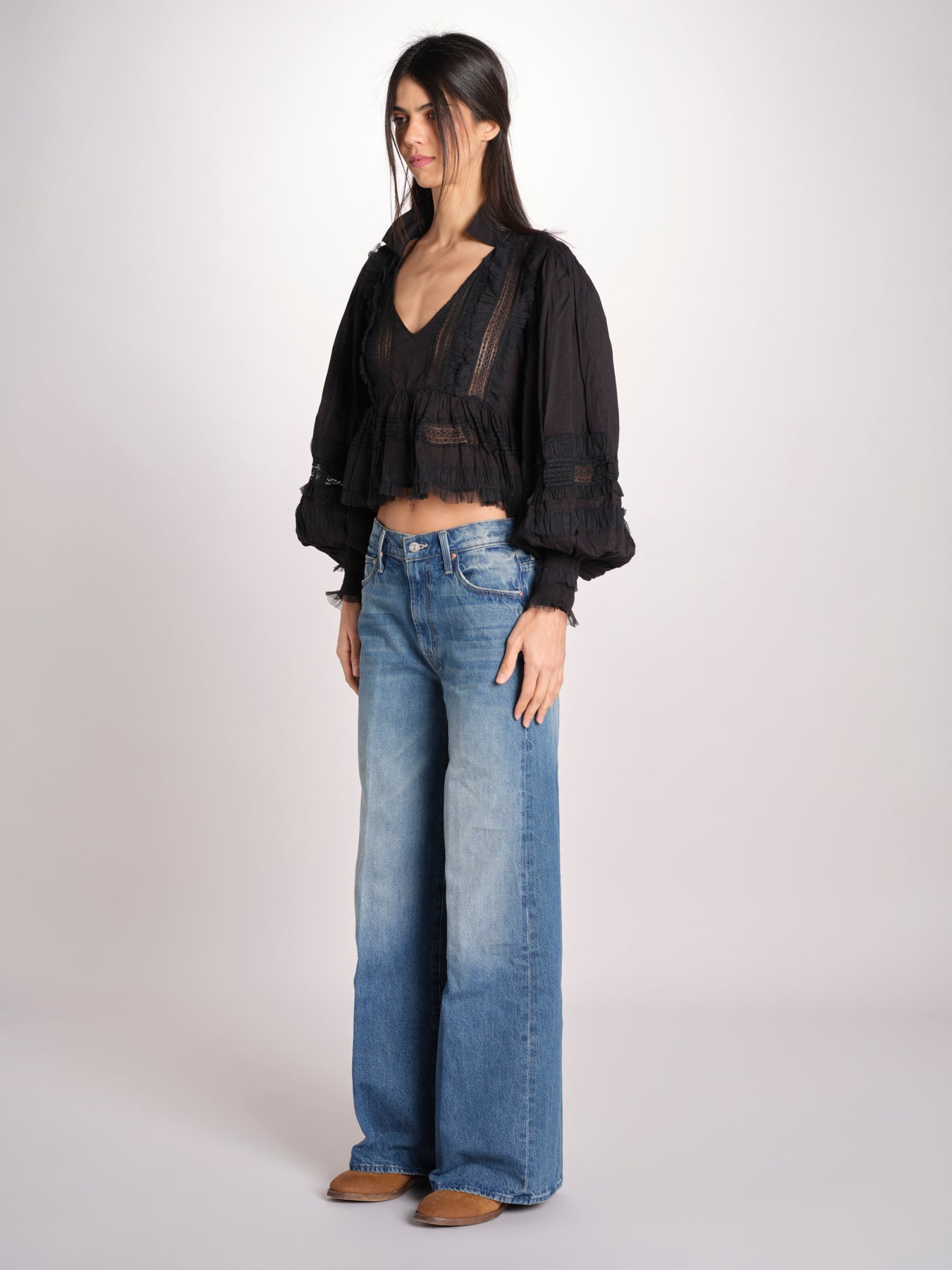 Camicia over con pizzo MELODY BLACK mes demoiselles 