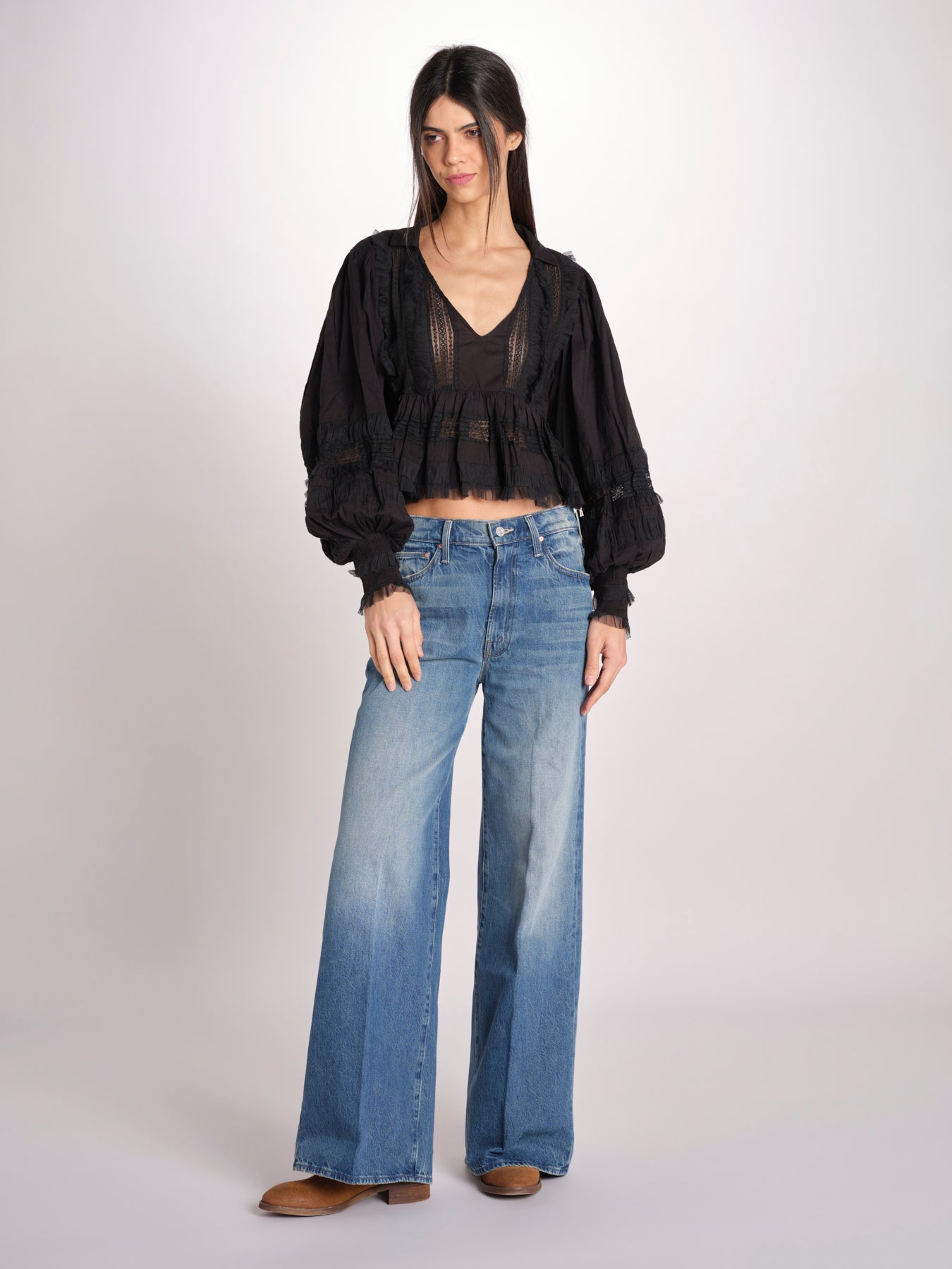 Camicia over con pizzo MELODY BLACK mes demoiselles 