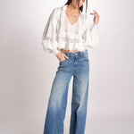 camicia over con pizzo MELODY WHITE mes demoiselles 