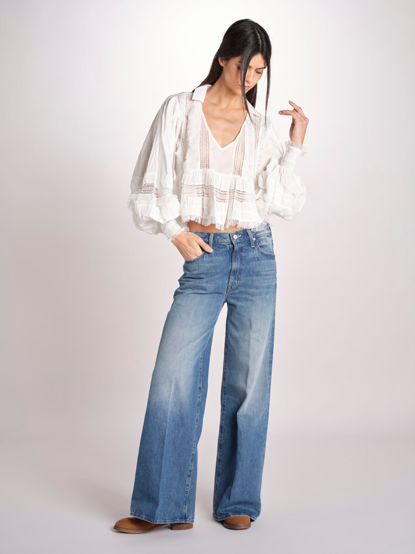 camicia over con pizzo MELODY WHITE mes demoiselles 
