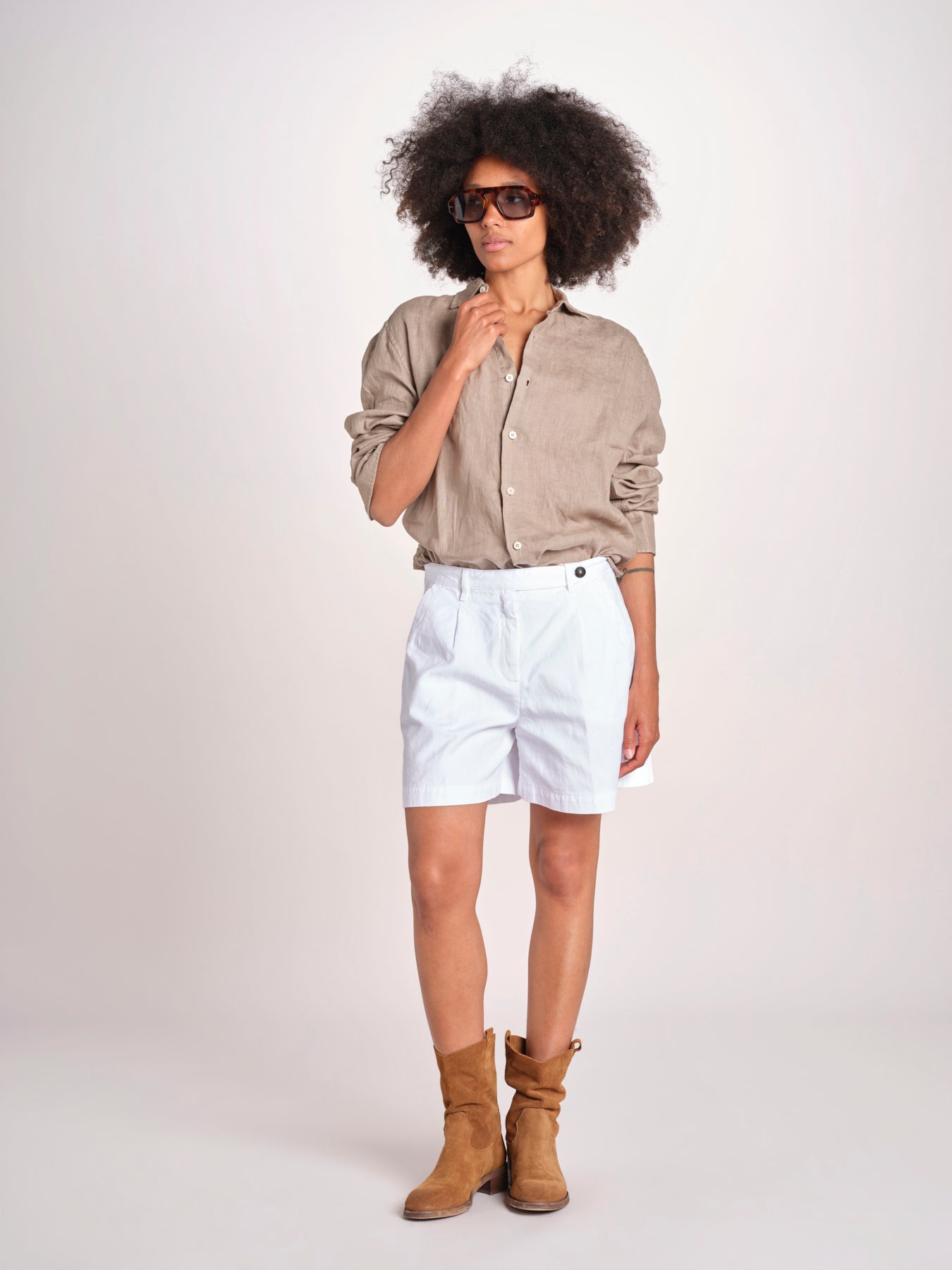 Camicia maschile in lino M012 1003 FANGO milaura 