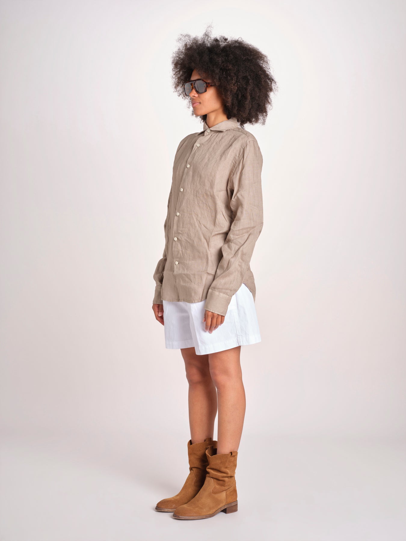 Camicia maschile in lino M012 1003 FANGO milaura 