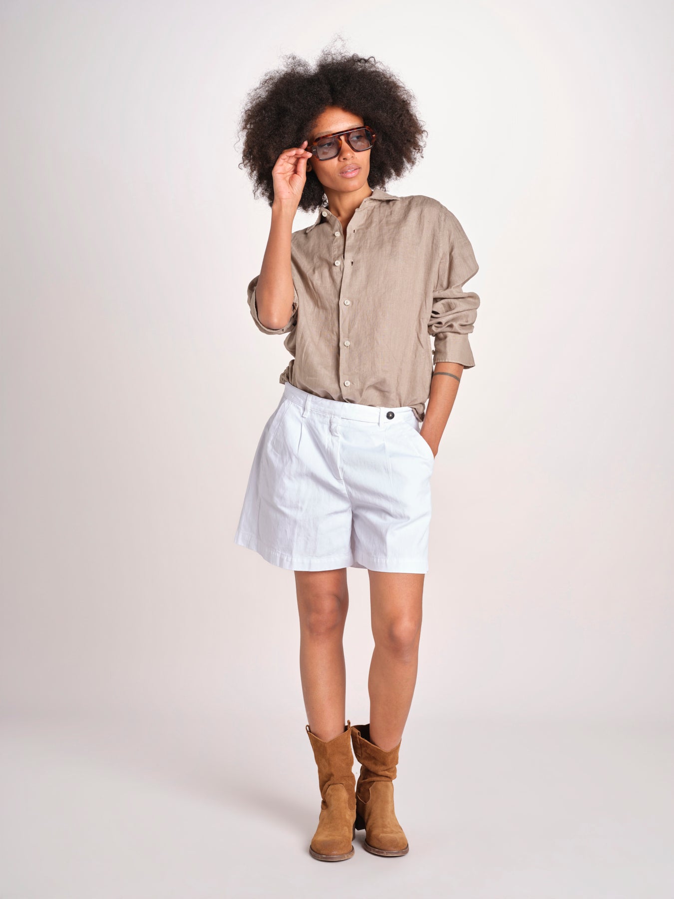 Camicia maschile in lino M012 1003 FANGO milaura 