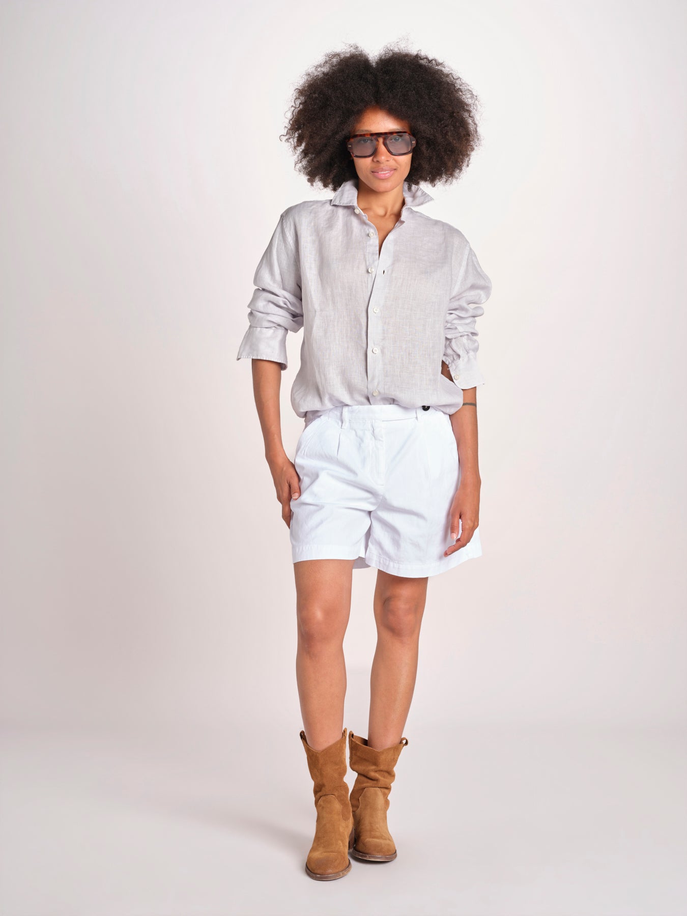 Camicia maschile in lino M012 1017 PERLA milaura 