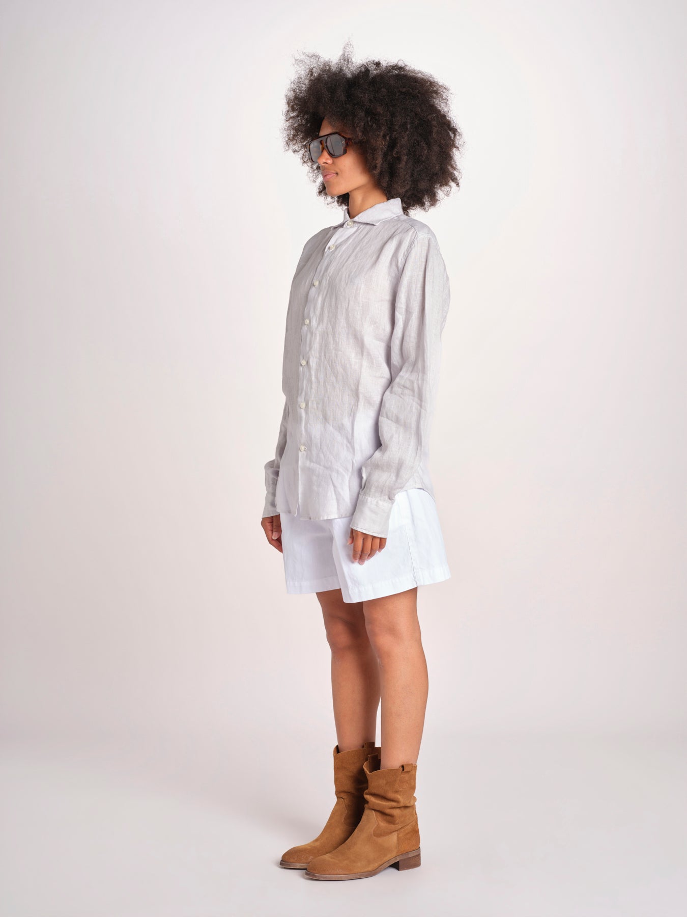 Camicia maschile in lino M012 1017 PERLA milaura 
