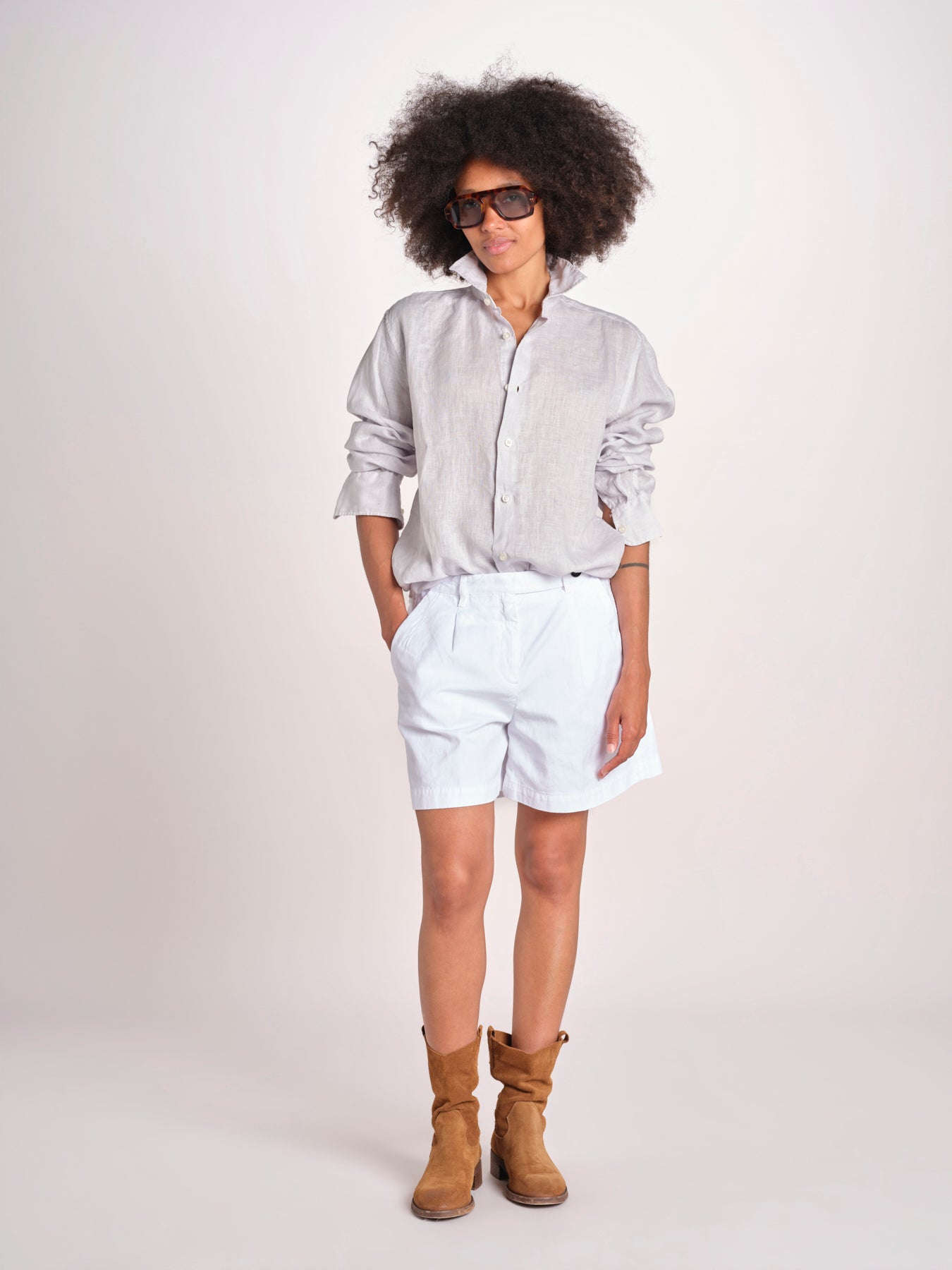 Camicia maschile in lino M012 1017 PERLA milaura 