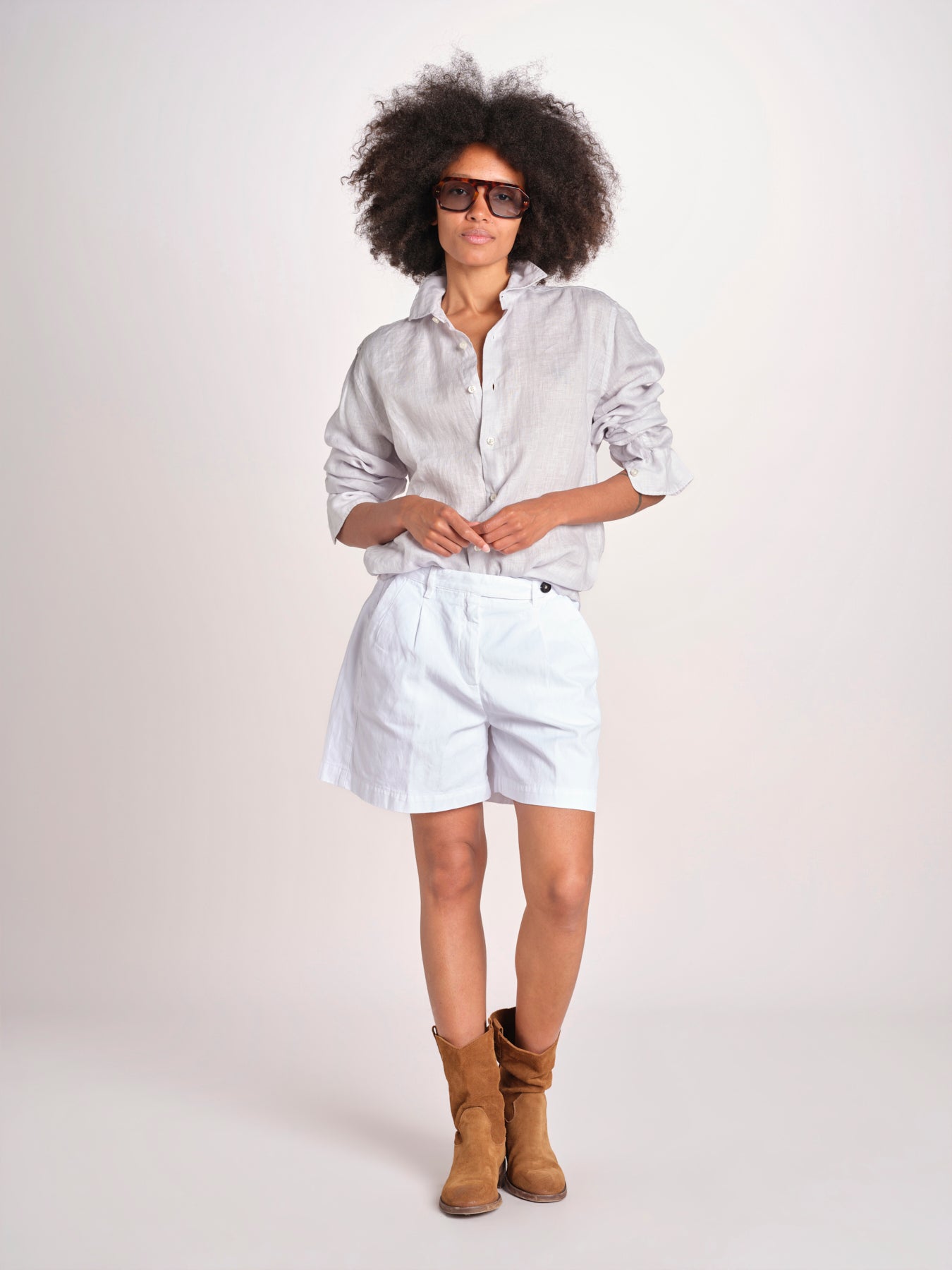 Camicia maschile in lino M012 1017 PERLA milaura 