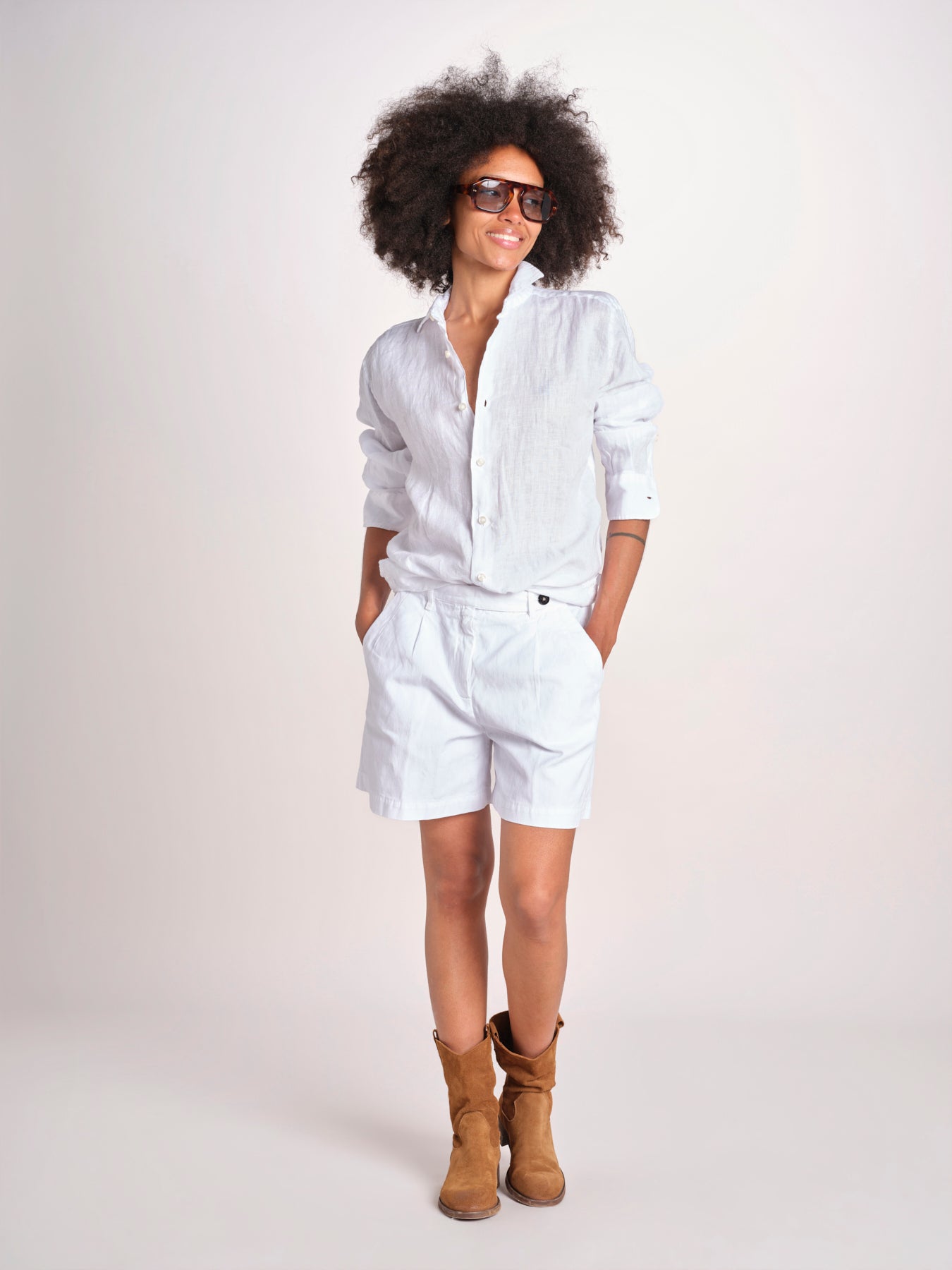 camicia maschile in lino M012 10 BIANCO milaura 