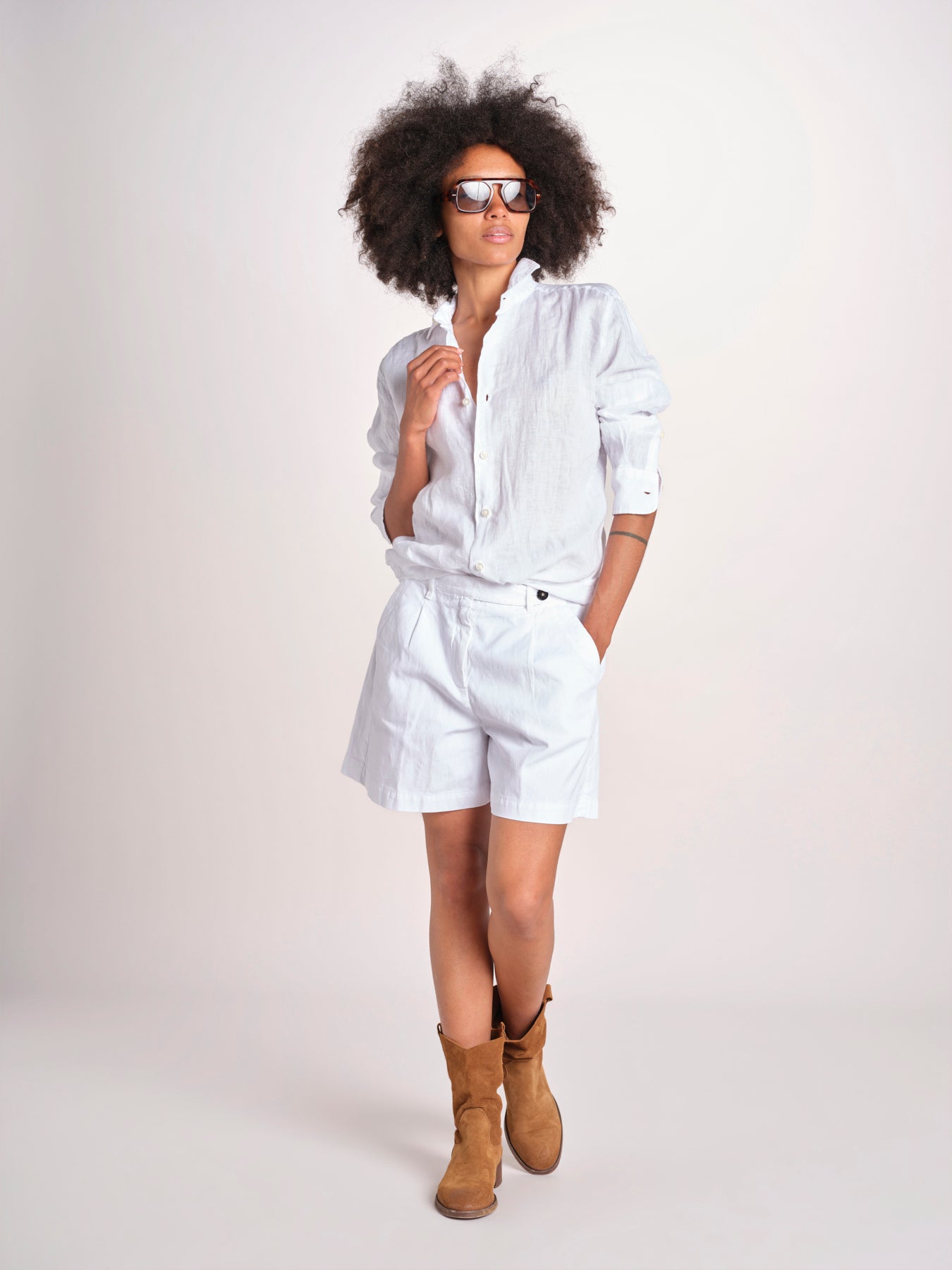 camicia maschile in lino M012 10 BIANCO milaura 