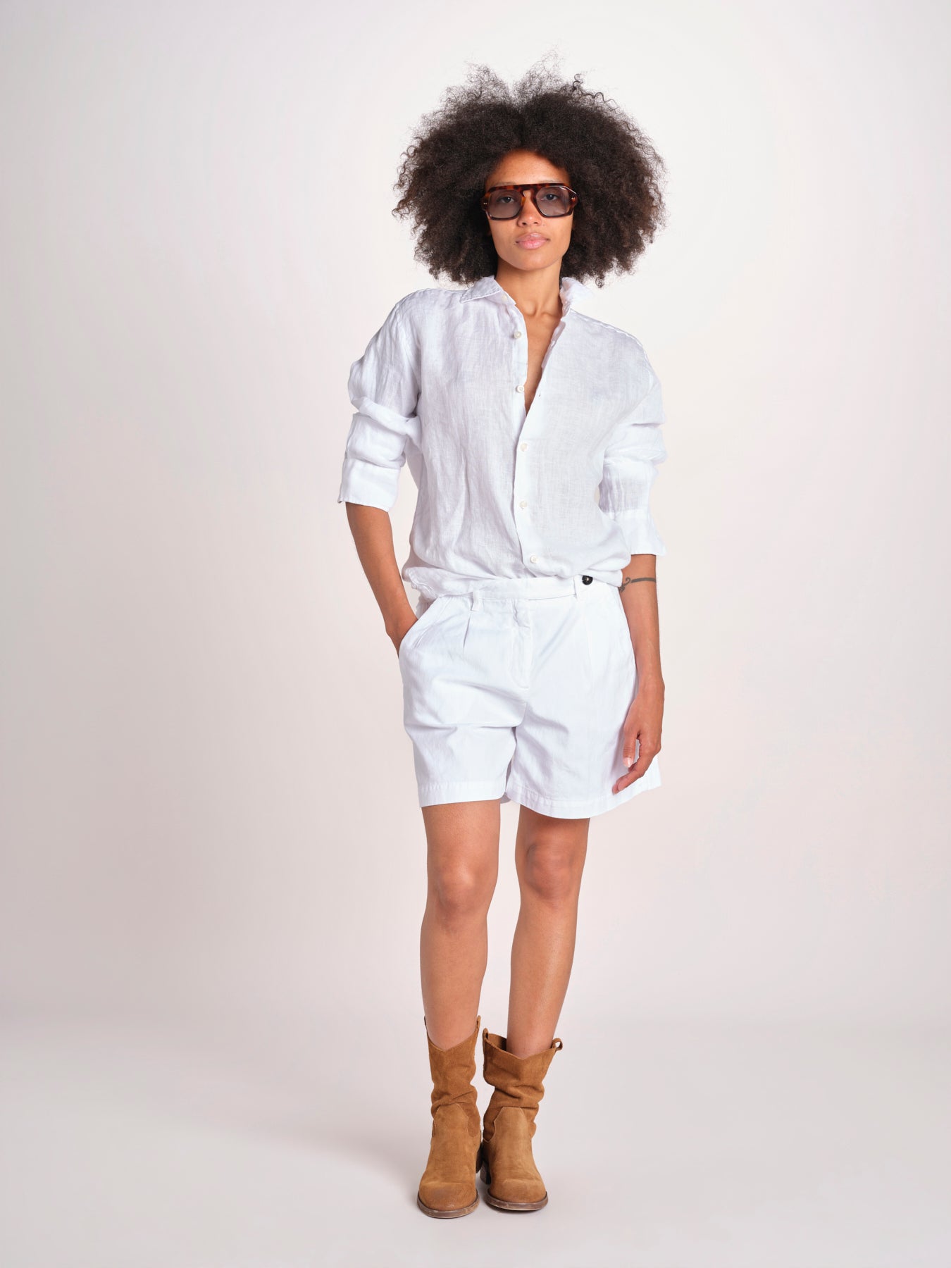 camicia maschile in lino M012 10 BIANCO milaura 