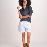 Camicia maschile in lino M012 38 BLU milaura 