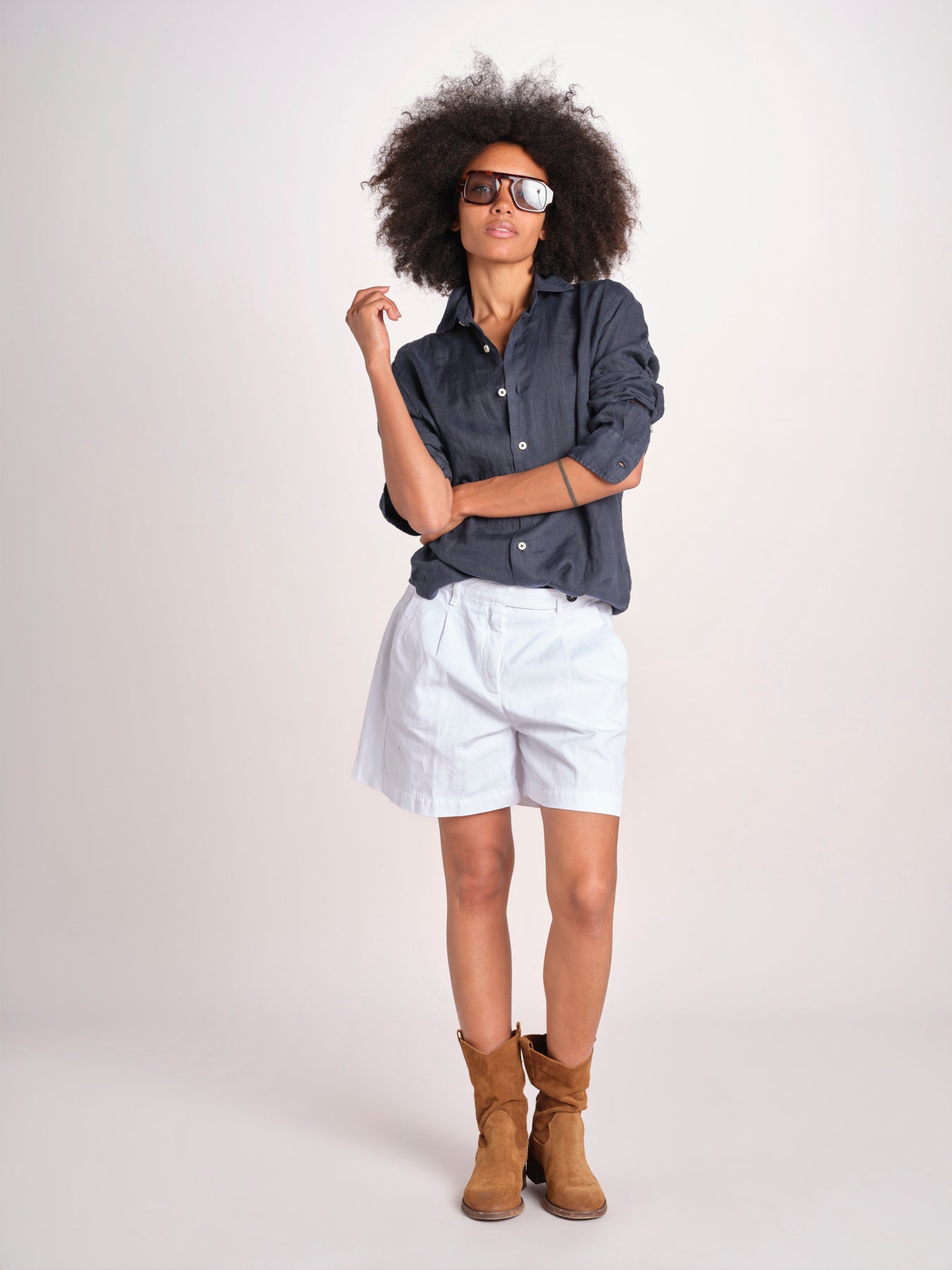 Camicia maschile in lino M012 38 BLU milaura 