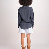 Camicia maschile in lino M012 38 BLU milaura 
