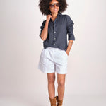 Camicia maschile in lino M012 38 BLU milaura 