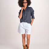 Camicia maschile in lino M012 38 BLU milaura 