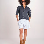 Camicia maschile in lino M012 38 BLU milaura 