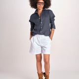 Camicia maschile in lino M012 38 BLU milaura 