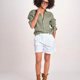 Camicia maschile in lino M012 655 MILITARE milaura 