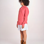 Camicia maschile in lino M012 951 ROSSO milaura 