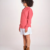 Camicia maschile in lino M012 951 ROSSO milaura 