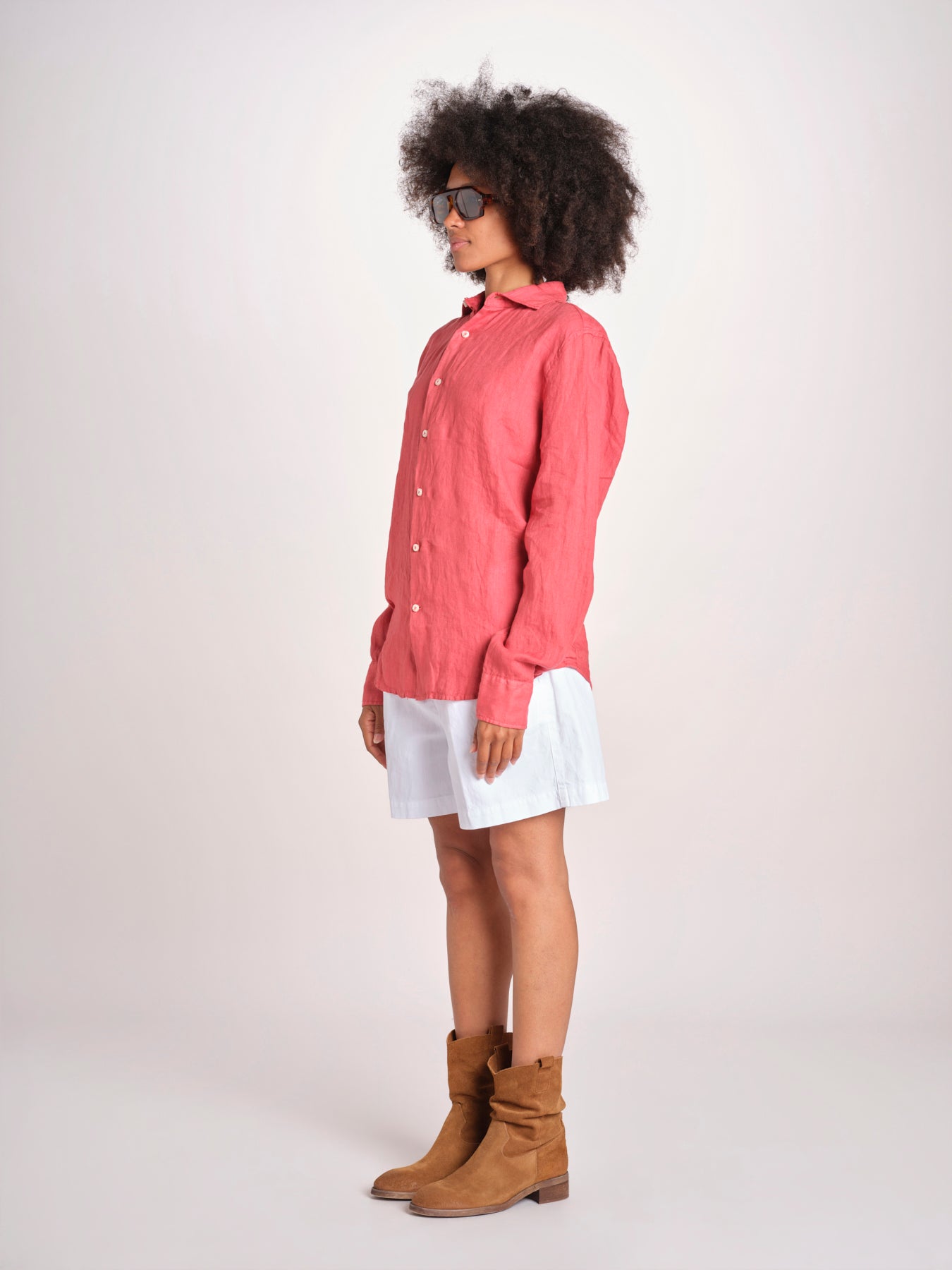 Camicia maschile in lino M012 951 ROSSO milaura 
