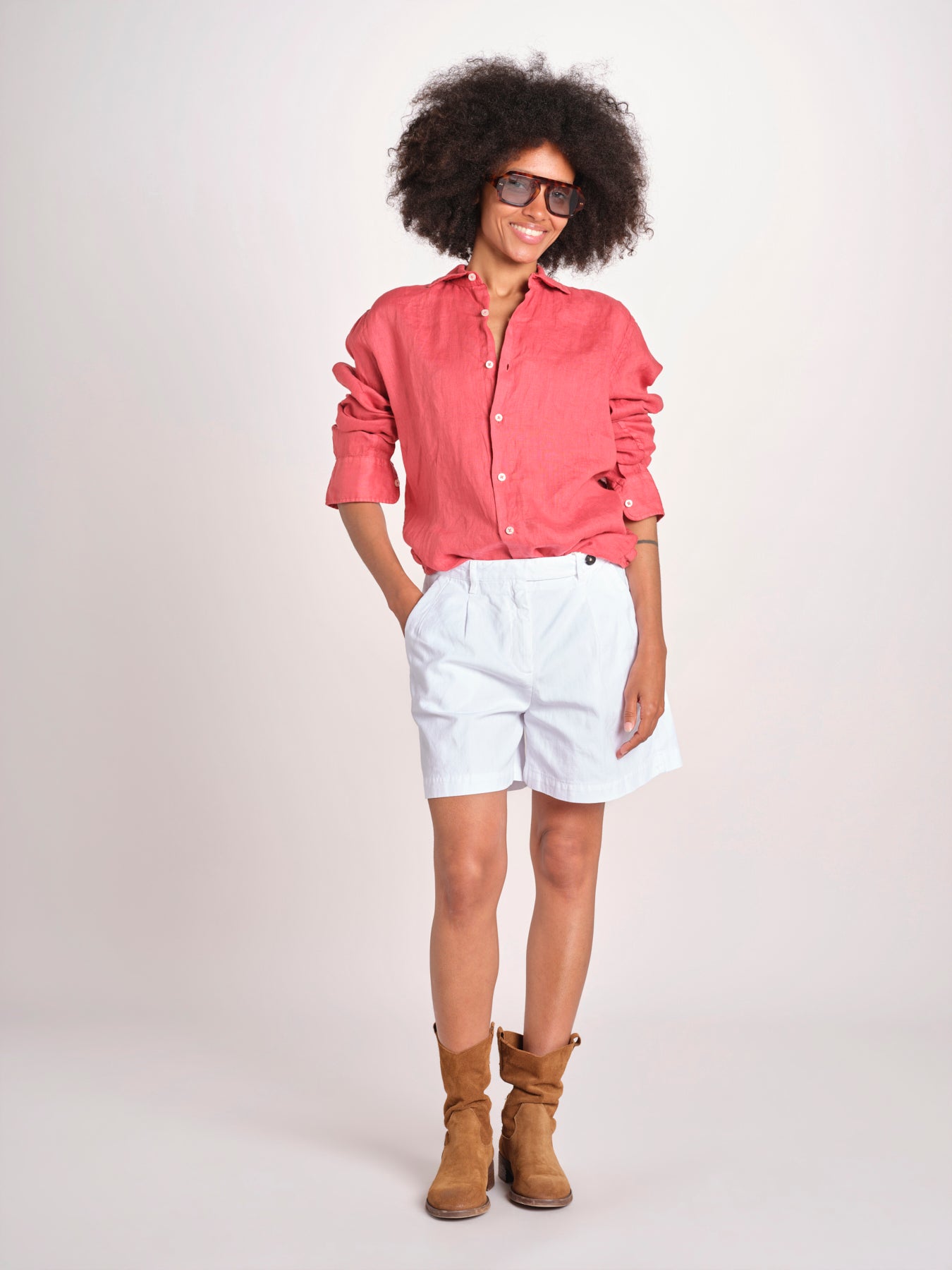 Camicia maschile in lino M012 951 ROSSO milaura 